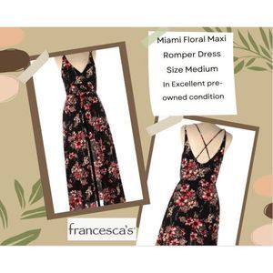 Francesca's Collection Miami Black Floral Maxi Romper Dress